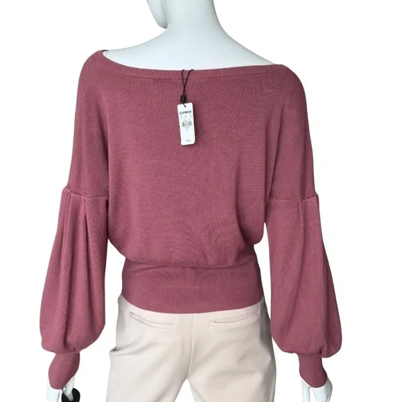 Express Dusty Rose Boat Neck Sweater With Corset Lace-up Detail Size Small NWT - Picture 5 of 5